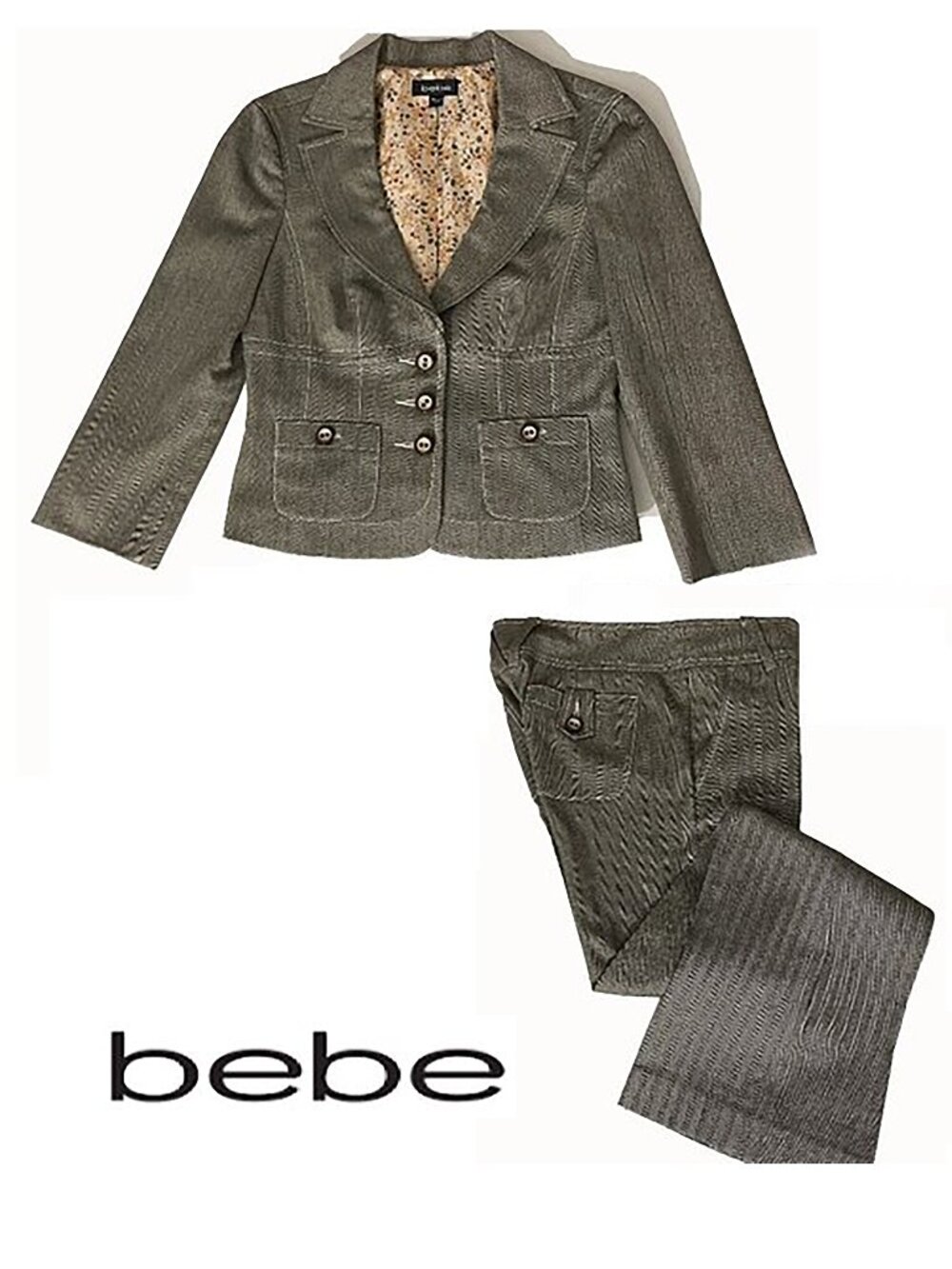 Vintage Bebe "Semi Sweet Chocolate" Pant Suit w/LS Fitted Jacket | Size 4